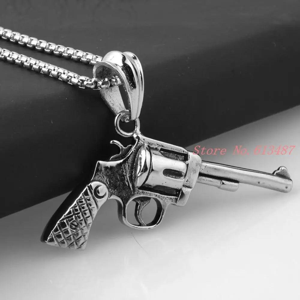 Peris Gems  Silver Old School Style Revolver Gun Necklace Unisex SHEIN Amazon Temu