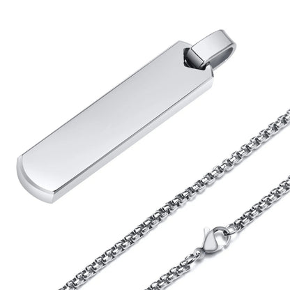 Peris Gems  Silver PN-1676S / 55cm / A Thick Geometric Bar Initial A-Z Pendant Necklace Unisex SHEIN Amazon Temu