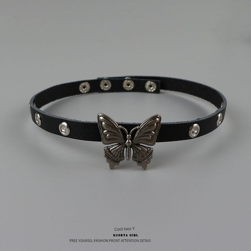 Peris Gems Single butterfly collar Y2g Cool Er Ya Sexy Punk Young Adult Leather Necklace SHEIN Amazon Temu