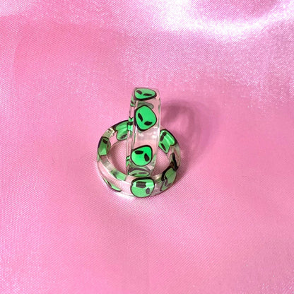 Peris Gems size7 / ET / CHINA New INS Resin Green Alien ET Rings for Women Y2K Jewelry Punk Fashion Goth Rings Egirl Style Friends Gifts 2000s Aesthetic New SHEIN Amazon Temu