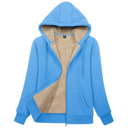 Peris Gems sky blue / CN 3XL (US 2XL) MAGCOMSEN Womens Sherpa Lined Fleece Jacket Zip Up Casual Hoodie Winter Warm Thicken Jackets SHEIN Amazon Temu