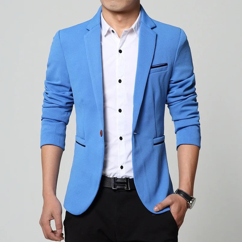 Peris Gems  SKY BLUE / M Slim Fitting Business Casual Blazers for Men SHEIN Amazon Temu