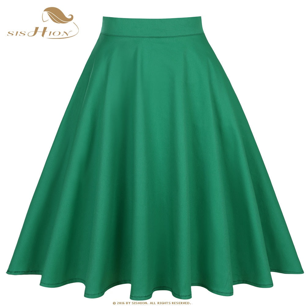 Peris Gems  Solid Green / S Cotton Midi Skirt Collection for Women | Floral Polka Dot Skirts SHEIN Amazon Temu