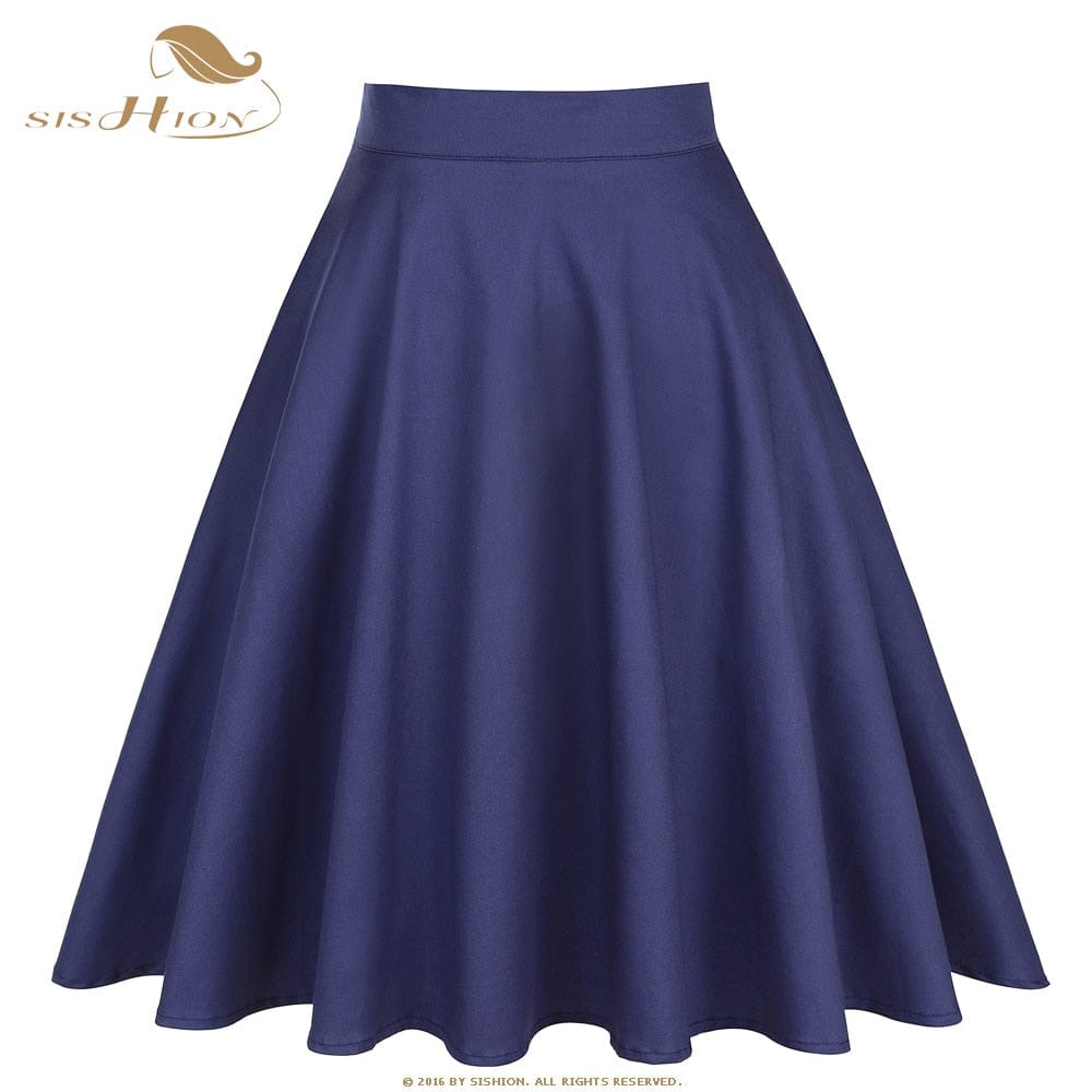 Peris Gems  Solid Navy Blue / S Cotton Midi Skirt Collection for Women | Floral Polka Dot Skirts SHEIN Amazon Temu