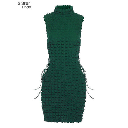 Peris Gems  Stacked Plaid Hollow Bandage Dresses for Women | Sleeveless Turtleneck Stacked Plaid Hollow Bandage Dresses for Women SHEIN Amazon Temu