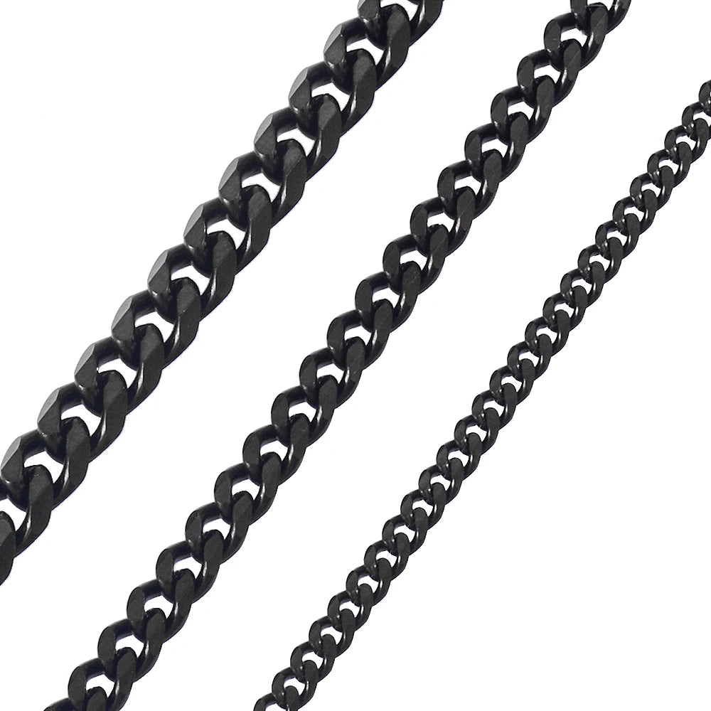 Peris Gems Stainless Steel Black Cuban Chain Fashion Men&