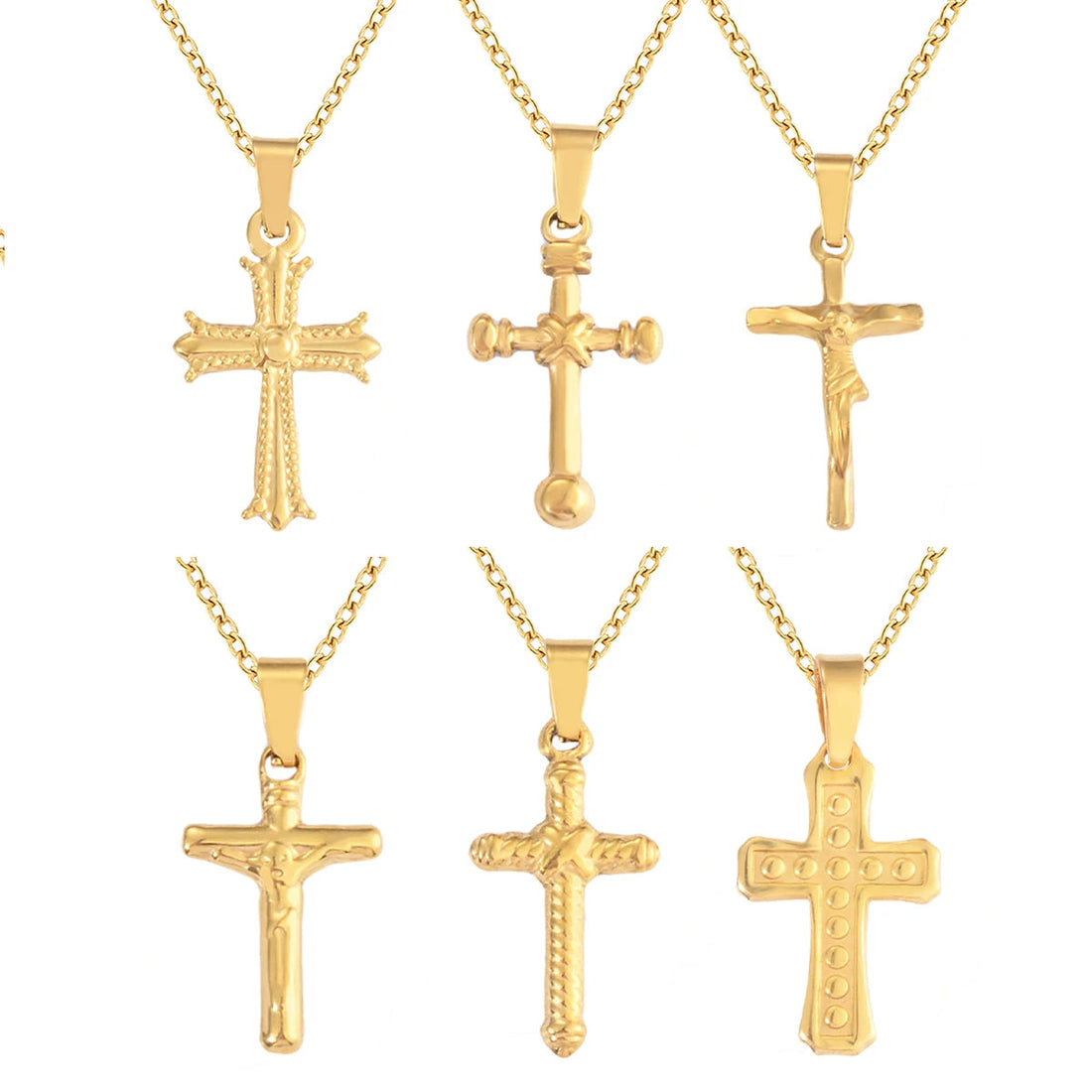 Peris Gems Stainless Steel Gold Color Jesus Cross Crucifix Necklace for Mens Womens Religion Chain Jewelry SHEIN Amazon Temu
