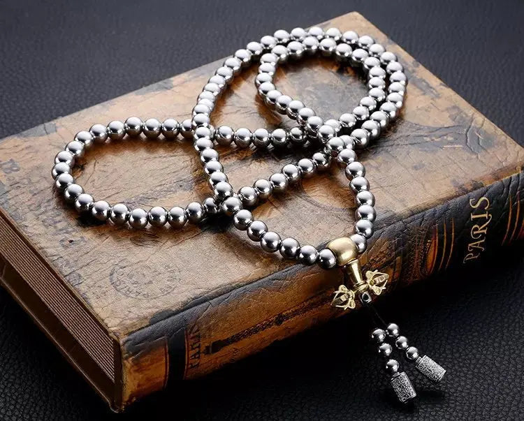 Peris Gems Steel A Tactical EDC Metal Titanium Necklace Steel 118 Buddha Beads Metal Chain Self Protection Survival Tools Outdoor Self-defense Tool SHEIN Amazon Temu