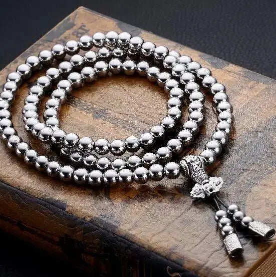 Peris Gems SteelB Tactical EDC Metal Titanium Necklace Steel 118 Buddha Beads Metal Chain Self Protection Survival Tools Outdoor Self-defense Tool SHEIN Amazon Temu