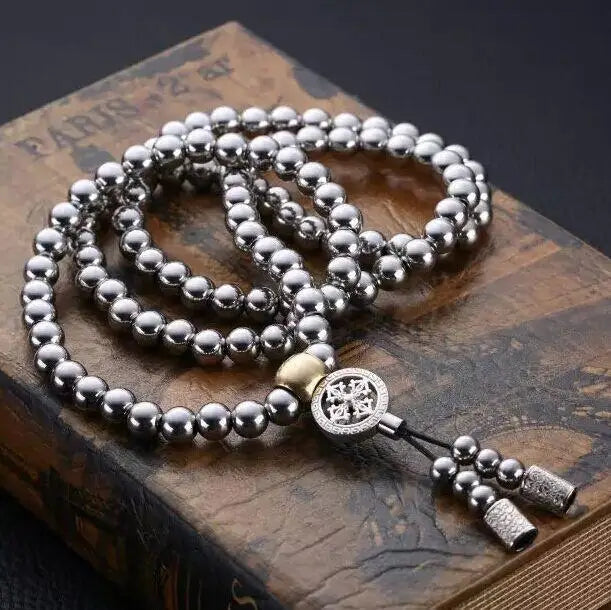 Peris Gems SteelC Tactical EDC Metal Titanium Necklace Steel 118 Buddha Beads Metal Chain Self Protection Survival Tools Outdoor Self-defense Tool SHEIN Amazon Temu