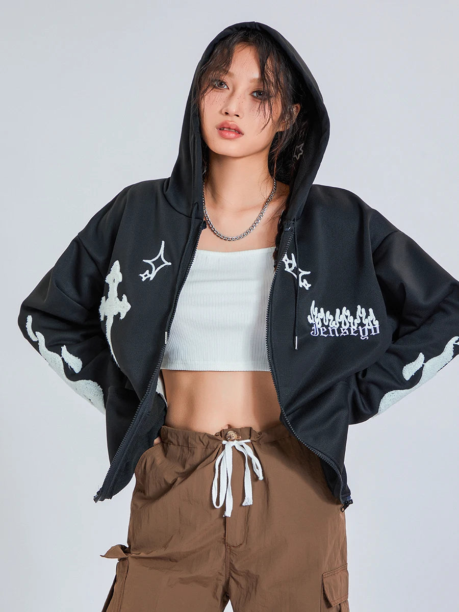 Peris Gems Streetwear Hoodies Goth Harajuku y2k Grunge Punk Jacket Women Letter Print Long Sleeve Sweatshirts SHEIN Amazon Temu