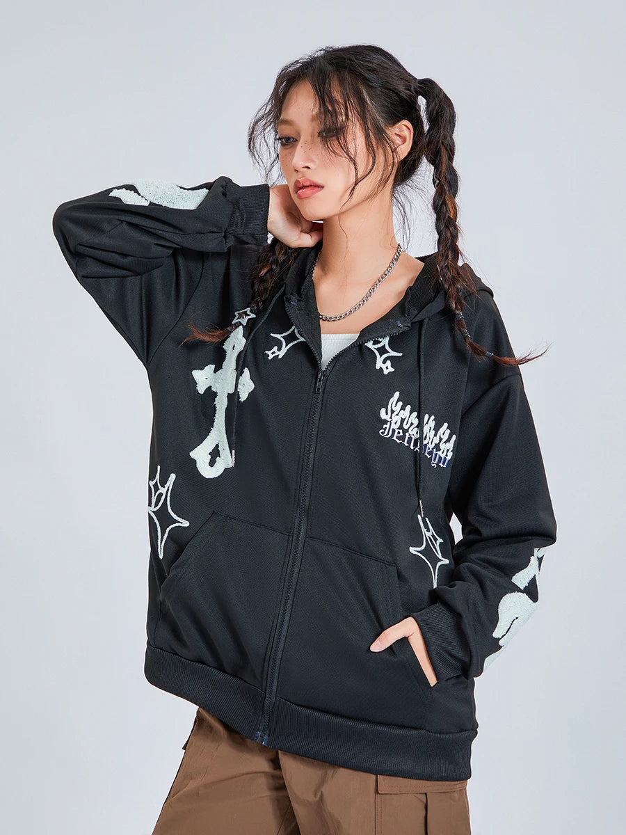 Peris Gems Streetwear Hoodies Goth Harajuku y2k Grunge Punk Jacket Women Letter Print Long Sleeve Sweatshirts SHEIN Amazon Temu