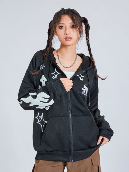 Peris Gems Streetwear Hoodies Goth Harajuku y2k Grunge Punk Jacket Women Letter Print Long Sleeve Sweatshirts SHEIN Amazon Temu