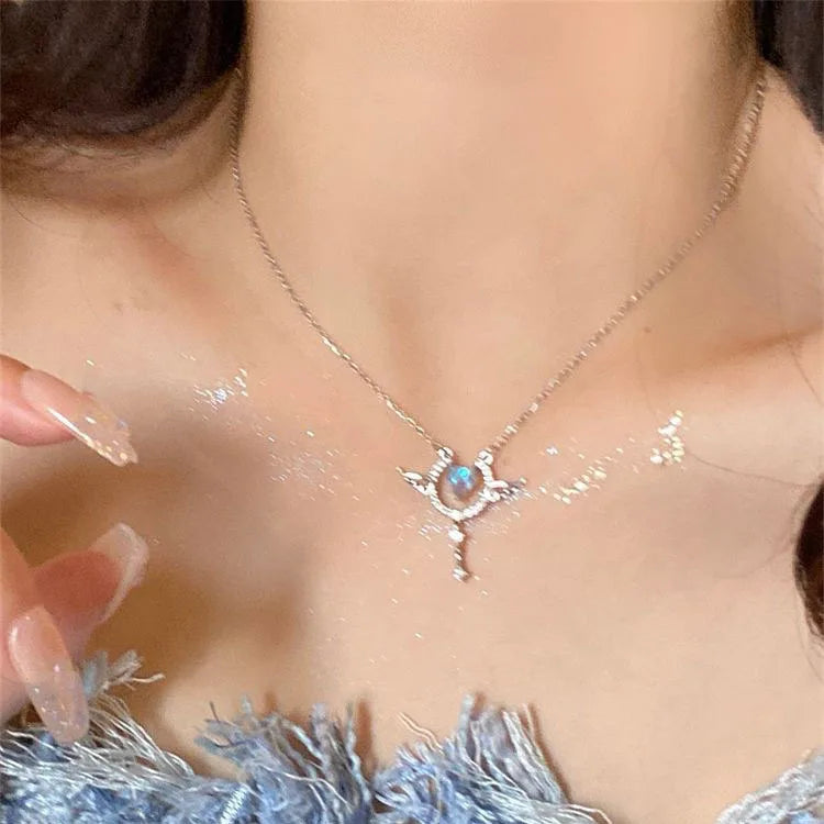 Peris Gems Style 03 Korean Fashion Pink Zircon Magic Wand Necklace for Women Gift Charm Chocker Decoration Young Girl Y2K Accessories New Jewelry SHEIN Amazon Temu