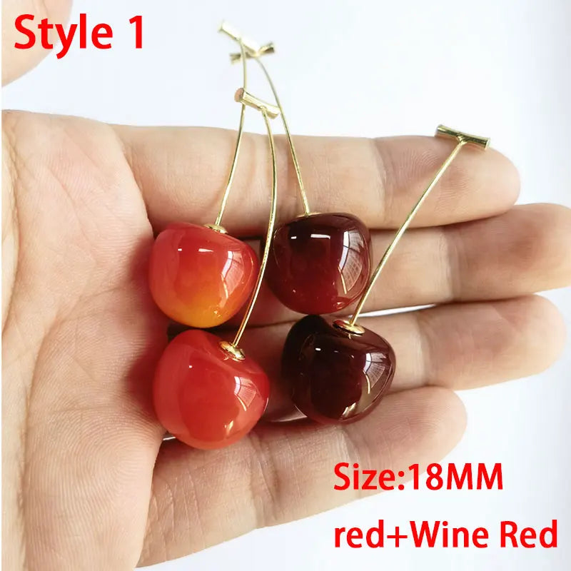 Peris Gems Style 1 Y2K Cute Small Fresh Sweet Lovely Cherries Earrings Pendant Fruit Earrings Red Cherry Earrings Charm Jewelry Gifts Fruit Party SHEIN Amazon Temu