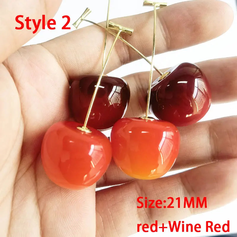 Peris Gems Style 2 Y2K Cute Small Fresh Sweet Lovely Cherries Earrings Pendant Fruit Earrings Red Cherry Earrings Charm Jewelry Gifts Fruit Party SHEIN Amazon Temu