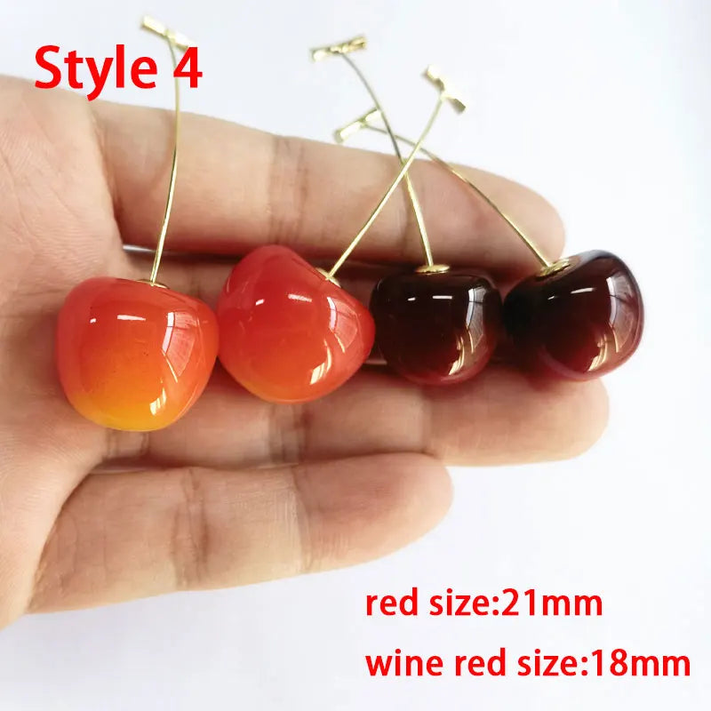 Peris Gems Style 4 Y2K Cute Small Fresh Sweet Lovely Cherries Earrings Pendant Fruit Earrings Red Cherry Earrings Charm Jewelry Gifts Fruit Party SHEIN Amazon Temu