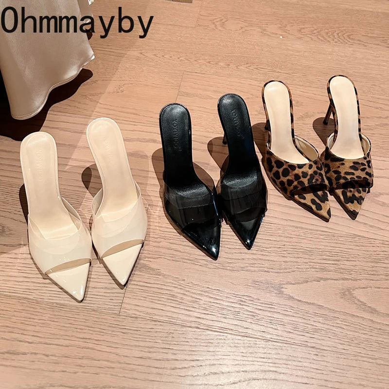 Peris Gems Summer High Heel Women Slipper Fashion Elegant Open Toe Leopard Slides Ladies Sexy Party Dress Sandal Pumps Shoes SHEIN Amazon Temu