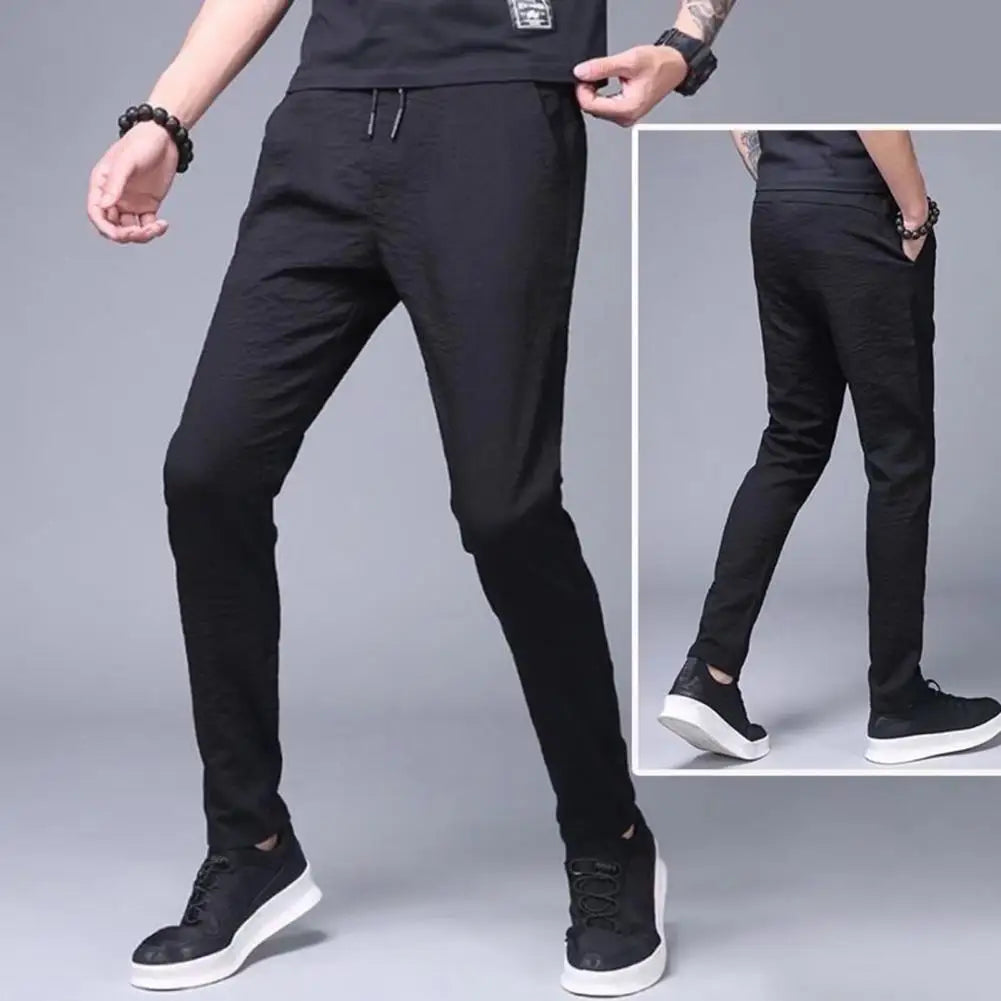 Peris Gems Summer Men Leggings Solid Color Elastic Waist Drawstring Pockets Lace-up Straight Sweatpants Man Pants Streetwear SHEIN Amazon Temu