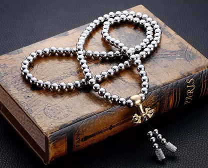 Peris Gems Tactical EDC Metal Titanium Necklace Steel 118 Buddha Beads Metal Chain Self Protection Survival Tools Outdoor Self-defense Tool SHEIN Amazon Temu