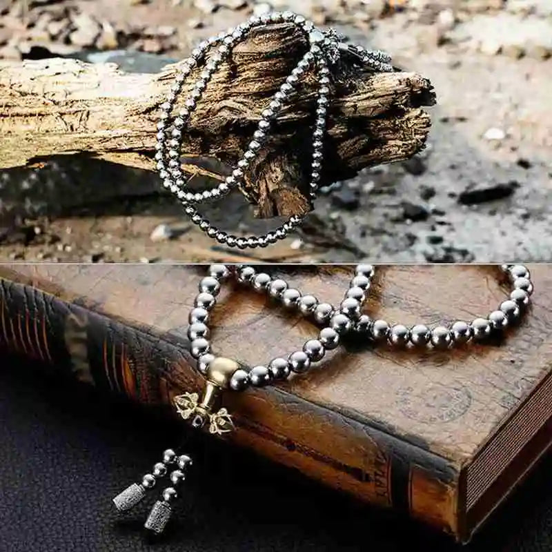 Peris Gems Tactical EDC Metal Titanium Necklace Steel 118 Buddha Beads Metal Chain Self Protection Survival Tools Outdoor Self-defense Tool SHEIN Amazon Temu