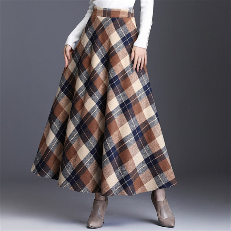 Peris Gems  Thick Long Plaid Skirt for Women | Pleated Wool Skirt SHEIN Amazon Temu