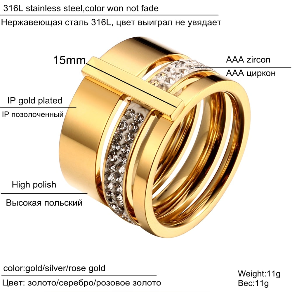 Peris Gems  Tripled-Layered Stainless Diamond Rings for Women SHEIN Amazon Temu