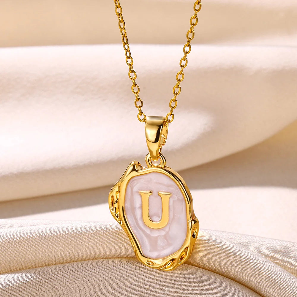 Peris Gems U / Gold / CHINA Y2K 26 Letter Pendant Necklaces for Women Alphabet A-Z Initials Sweet Cool Girl Punk Necklace Aesthetic Stainless Steels Jewelry SHEIN Amazon Temu