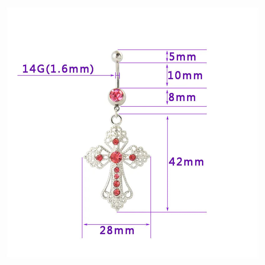 Peris Gems  Valedictorian Style Pink Crystal Belly Button Cross Piercing SHEIN Amazon Temu