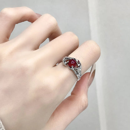 Peris Gems Vintage Punk Irregular Stone Rings Y2K Aesthetic Red Stone Rings For Women Egirl Kpop Gothic Geometry Ring Jewelry Accessories SHEIN Amazon Temu