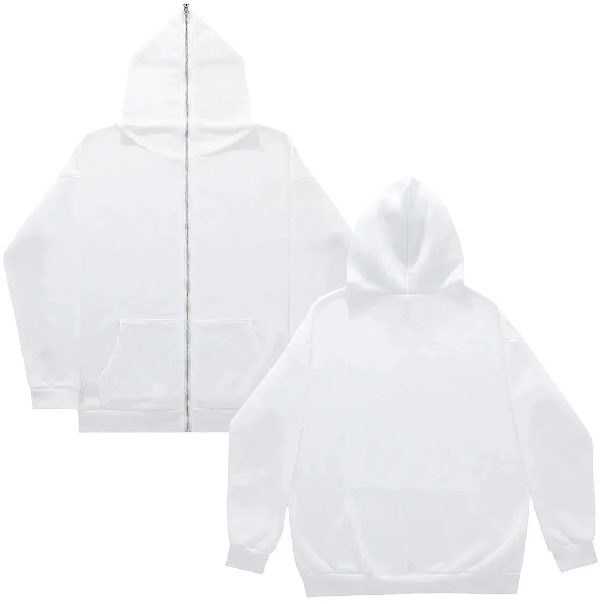 Peris Gems White Long zip / L High Street Hoodie Men Retro Zip Up Long Sleeve Loose Jacket Coats Harajuku Casual Gothic Hooded Sweatshirt Y2K Streetwear SHEIN Amazon Temu