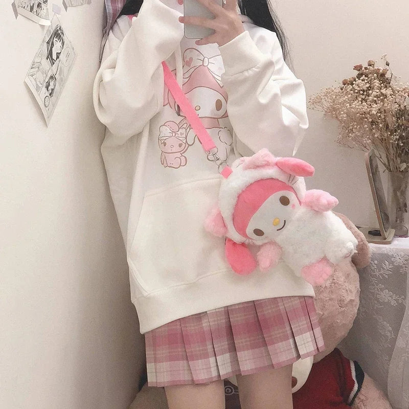 Peris Gems WHITE / M Women Spring Korean Cartoon Print Hooded Pullover Japanese Sweet Hoodie for Girls Oversized Sweatshirt Y2K Clothes Female Hoodie SHEIN Amazon Temu