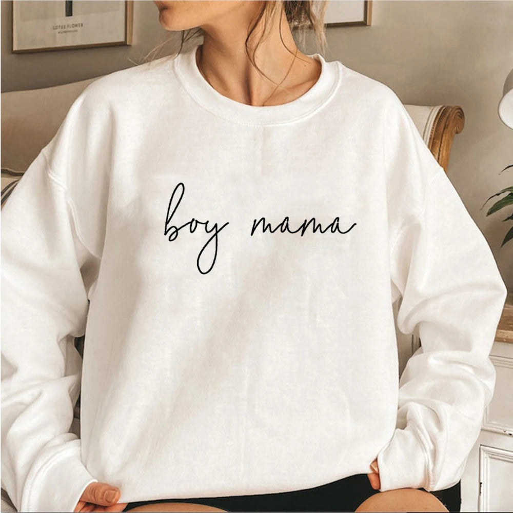 Peris Gems  WHITE / S Boy Mama Comfy Mom Sweatshirts for Women SHEIN Amazon Temu