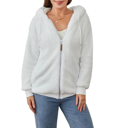 Peris Gems WHITE / XL Edhomenn Women s Zip Up Hoodies Oversized Drawstring Sweatshirts Casual Fall Jacket With Pockets Y2k Basic Winter Tops SHEIN Amazon Temu