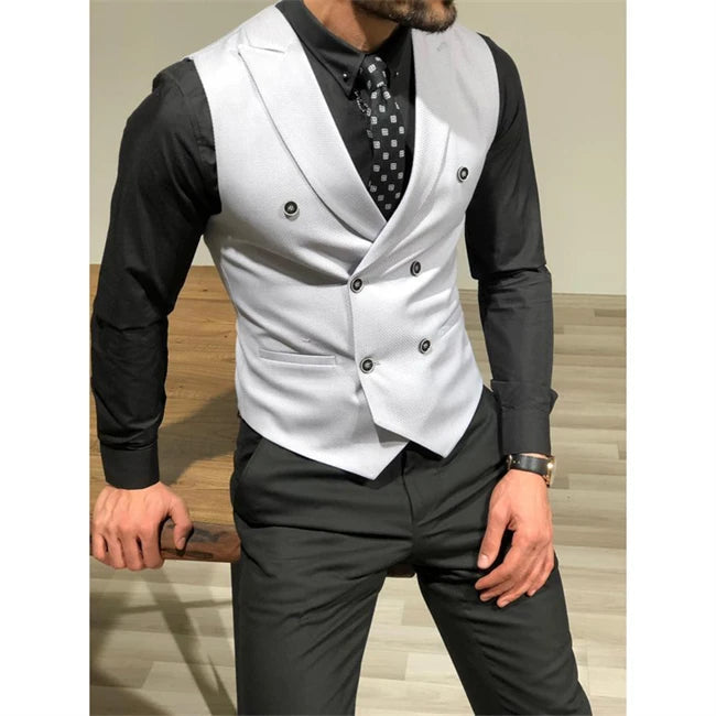 Peris Gems  White / XS (EU44 or US34) Slim Fitting Double Breasted Suit Vests for Men SHEIN Amazon Temu