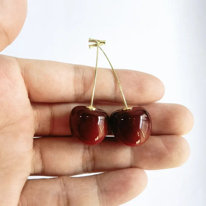 Peris Gems Wine Red-18mm-S Y2K Cute Small Fresh Sweet Lovely Cherries Earrings Pendant Fruit Earrings Red Cherry Earrings Charm Jewelry Gifts Fruit Party SHEIN Amazon Temu