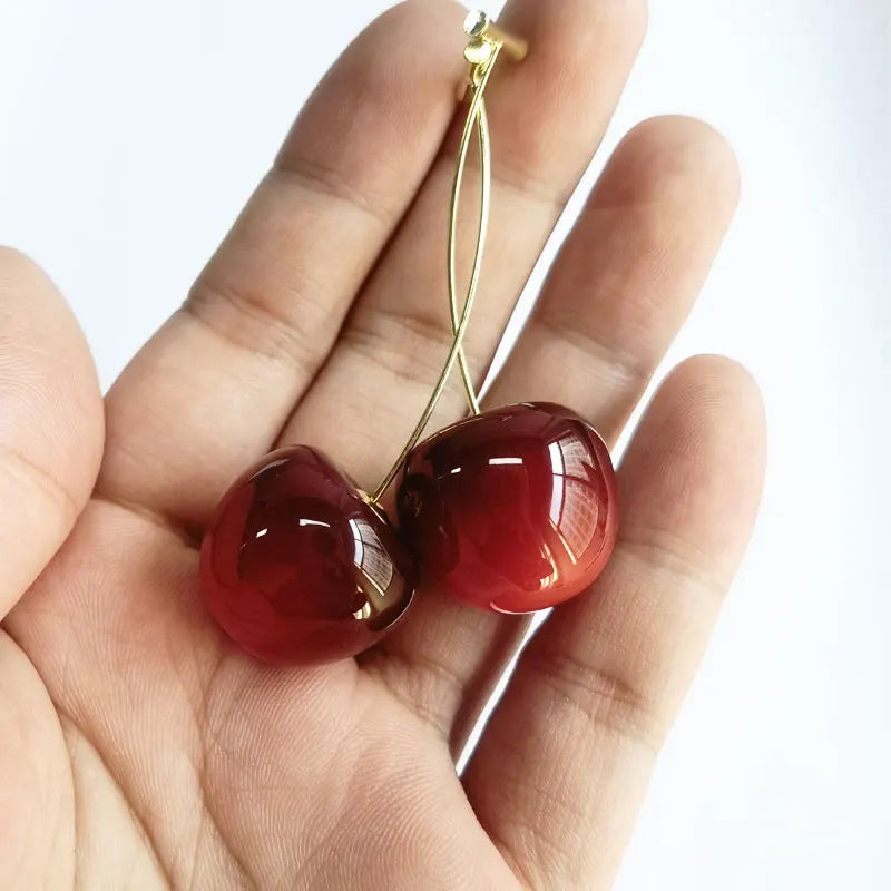 Peris Gems Wine Red-21mm-L Y2K Cute Small Fresh Sweet Lovely Cherries Earrings Pendant Fruit Earrings Red Cherry Earrings Charm Jewelry Gifts Fruit Party SHEIN Amazon Temu