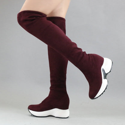 Peris Gems  Wine Red / 3 Stretchy Knee-High Platform Winter Boots for Women SHEIN Amazon Temu