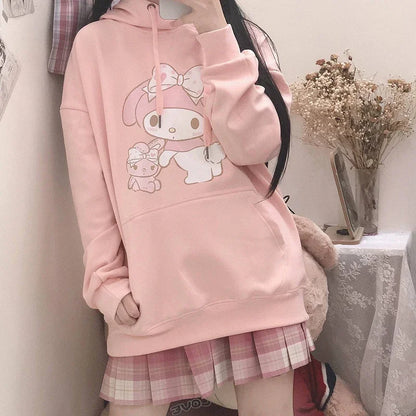 Peris Gems Women Spring Korean Cartoon Print Hooded Pullover Japanese Sweet Hoodie for Girls Oversized Sweatshirt Y2K Clothes Female Hoodie SHEIN Amazon Temu