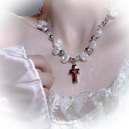 Peris Gems Y2g Wine Red Millennium Sexy Vintage Pearl Necklace SHEIN Amazon Temu