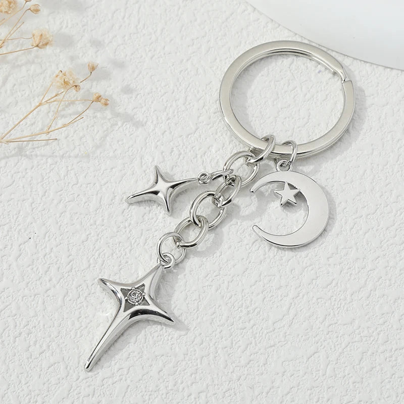 Peris Gems Y2K Keychains Star Moon Metal Key Rings For Women Men Friendship Gift Handbag Decoration Handmade Jewelry SHEIN Amazon Temu