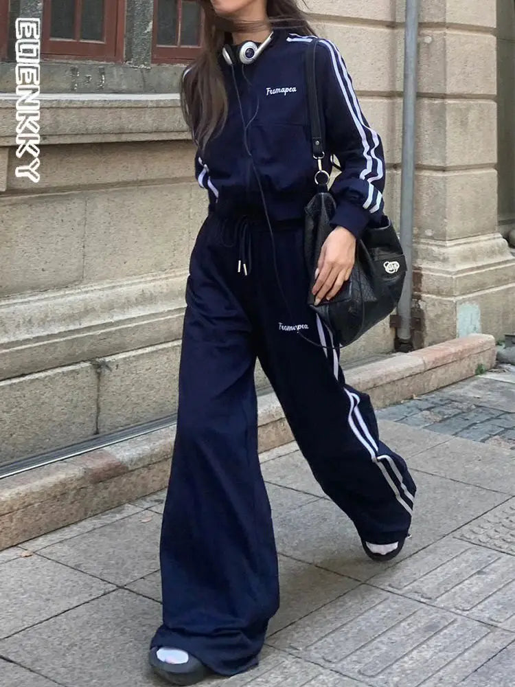 Peris Gems Y2K Kpop Tracksuit Pant Sets Women Korean Style Two Piece Set Wide-leg Pants Harajuku Baggy Cropped Striped Zip Up Sweatshirts Y2K Kpop Tracksuit Pant Sets Women Korean Style Two Piece Set Wide-leg Pants Harajuku Baggy Cropped Striped Zip Up Sweatshirts SHEIN Amazon Temu