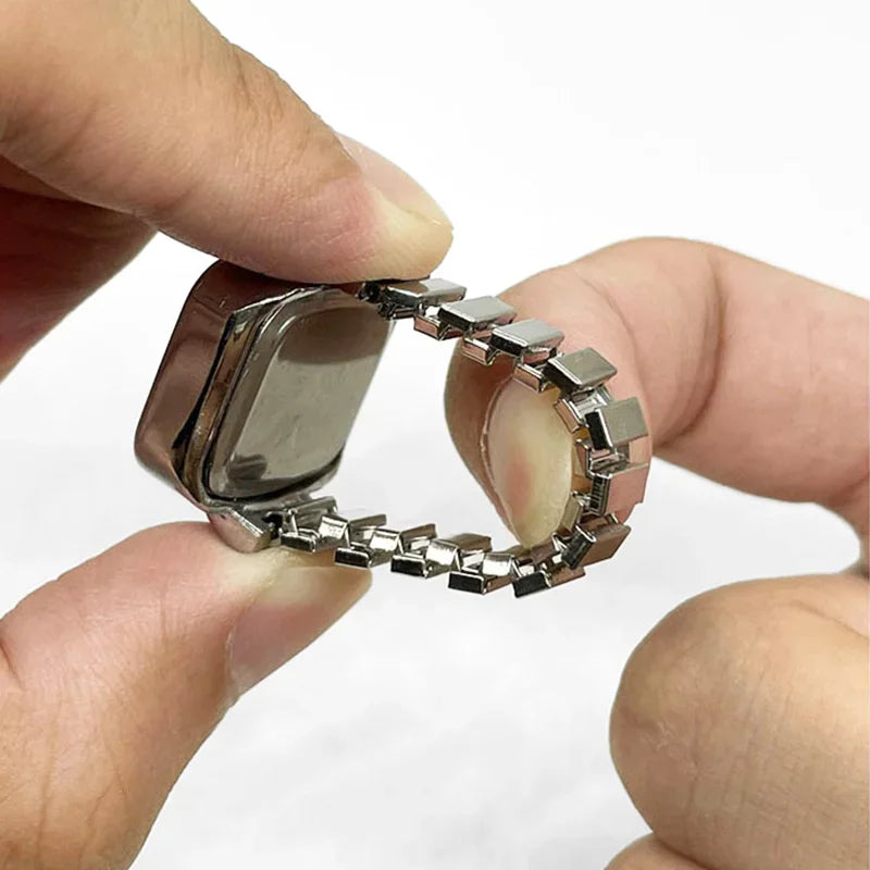 Peris Gems Y2K Punk Quartz Watch Rings for Couple Women Man Hip Hop Mini Elastic Stretchy Watch Finger Ring Retro Fashion Jewelry Gift SHEIN Amazon Temu