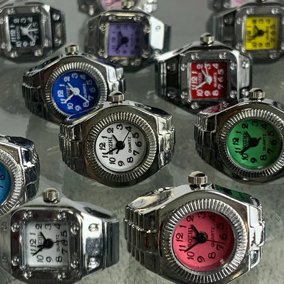 Peris Gems Y2K Punk Quartz Watch Rings for Couple Women Man Hip Hop Mini Elastic Stretchy Watch Finger Ring Retro Fashion Jewelry Gift SHEIN Amazon Temu