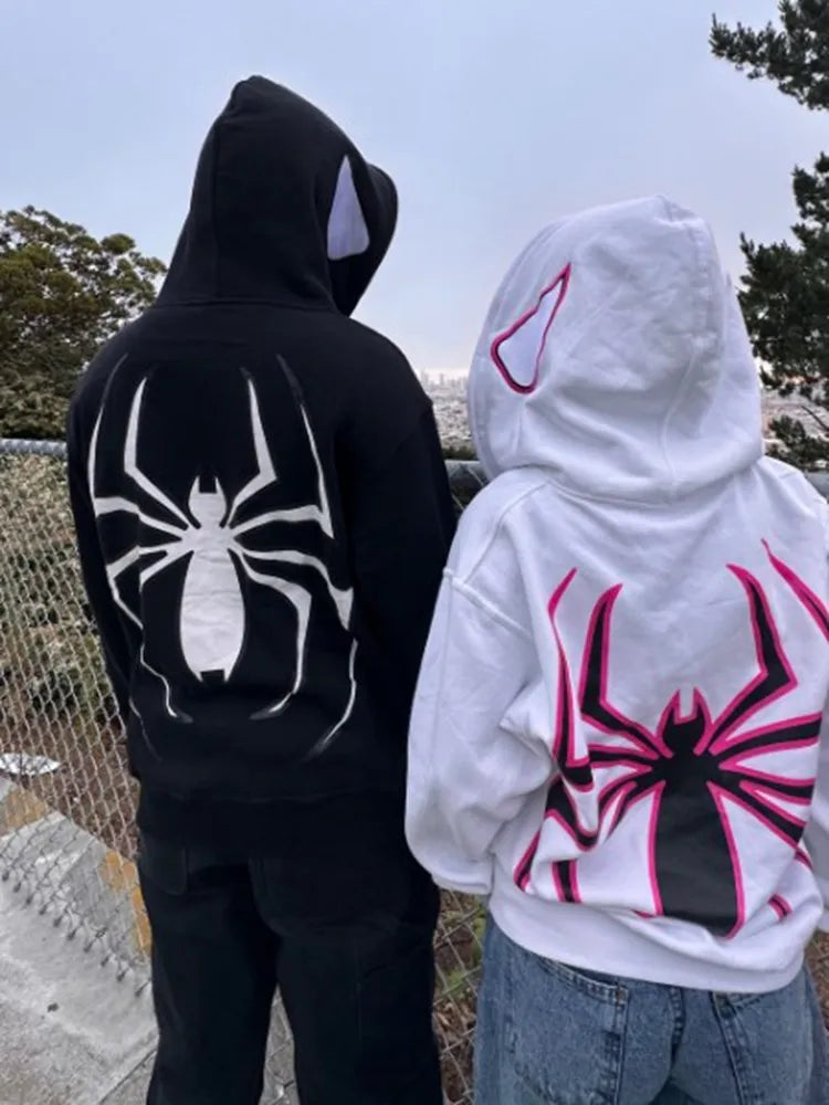 Peris Gems y2k Woman clothing Spider Print Hoodie Pullover Sweatshirt High Street Anime Oversize Hip Hop Winter Clothes Long Sleeve Tops  SHEIN Amazon Temu