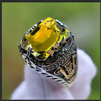 Peris Gems  yellow / 7 Ancient Silver Mystique Diamond Turkish Signet Rings for Men SHEIN Amazon Temu