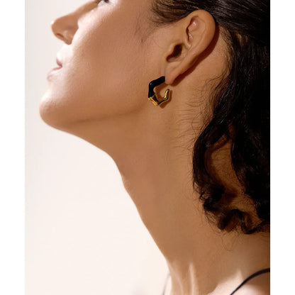 Peris Gems Yhpup Colorful Enamel C Shape Geometric Stainless Steel Candy Fashion Y2K Summer Earrings Women Waterproof Gold Color Jewelry SHEIN Amazon Temu