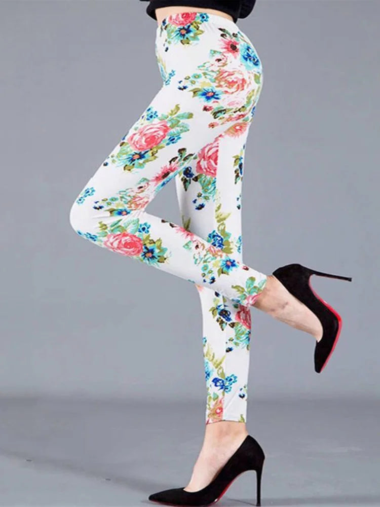 Peris Gems YSDNCHI Women Summer Female Fitness Leggings Floral Print Leggins Lady Sexy Slim Elastic Pencil Pants Stretch Trousers Mujer SHEIN Amazon Temu