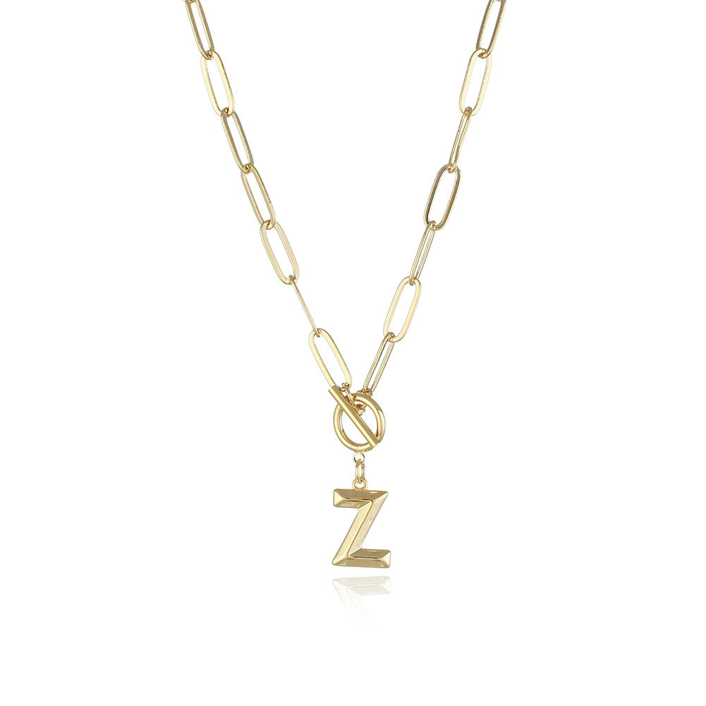 Peris Gems  Z / Gold Clasp Initial Letter Necklaces - Paperclip Necklace with Initial Pendant SHEIN Amazon Temu