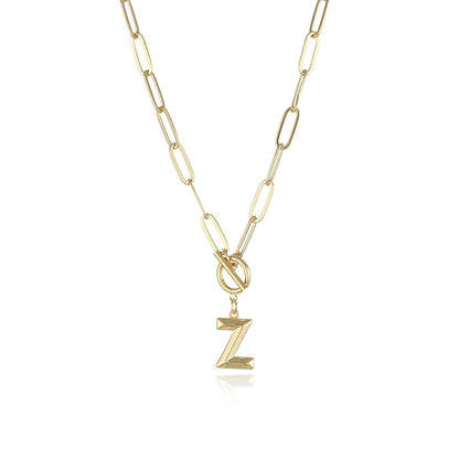 Peris Gems  Z / Gold Clasp Initial Letter Necklaces - Paperclip Necklace with Initial Pendant SHEIN Amazon Temu